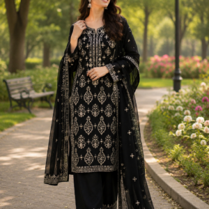 majestic embroidered 3 piece festive suit